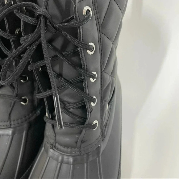 NEW Sperry Top Sider Gosling Quilted Duck Waterproof Black Lace Up Boots Size 6 - Picture 5 of 8